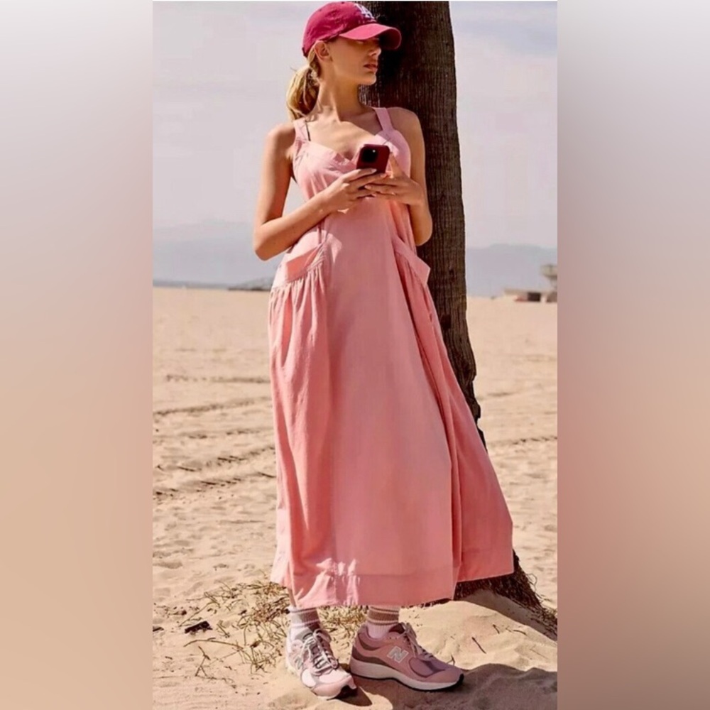NWT Anthropologie - Daily Practice Island Pink Sleeveless Maxi Dress w/Pockets
